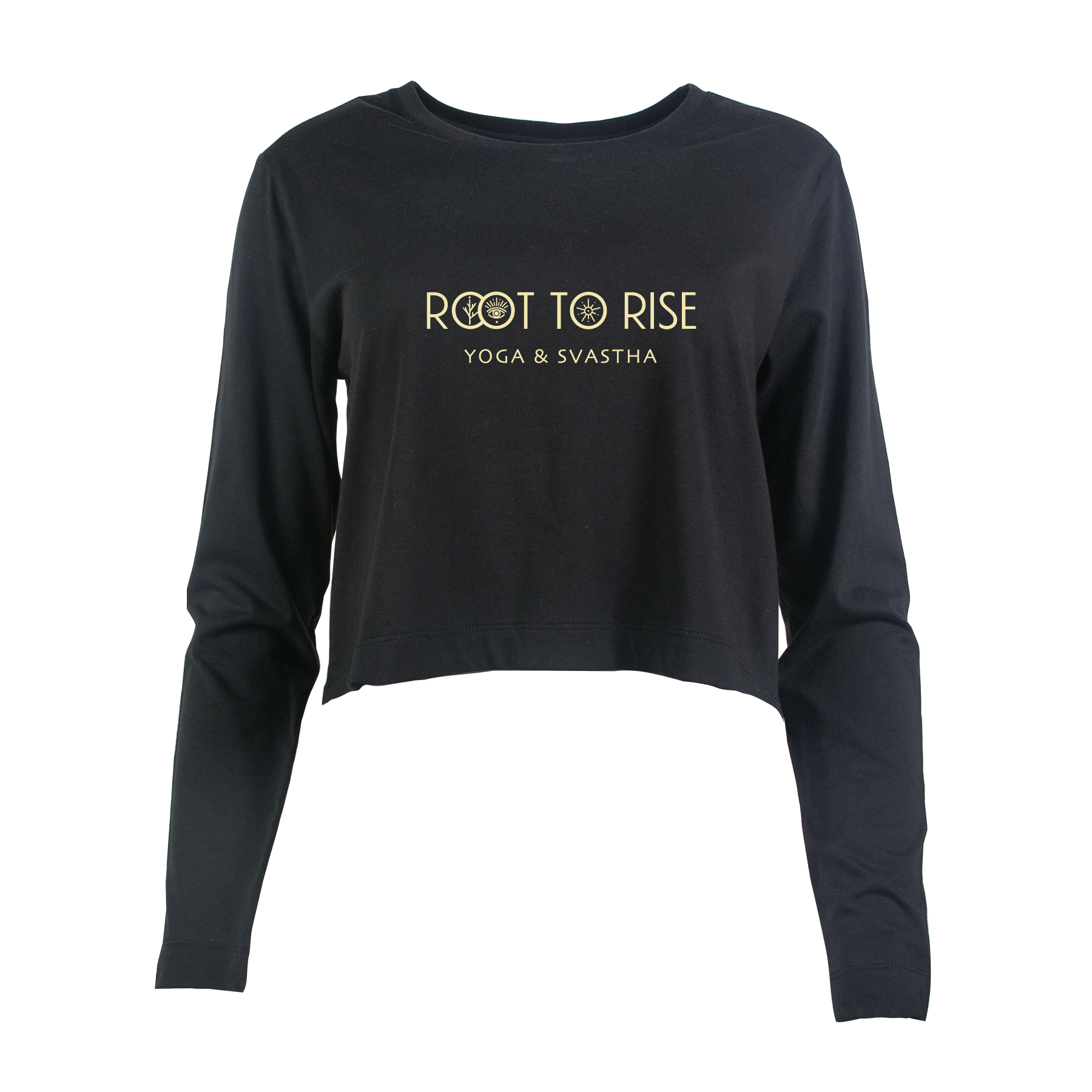 Root to Rise logo Cropped Long Sleeve Shirt (Black)