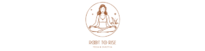 a drawing of a woman doing yoga on top of the root to rise logo