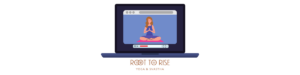a cartoon graphic of a woman doing a yoga pose inside of a computer screen